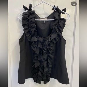 Black ruffle blouse